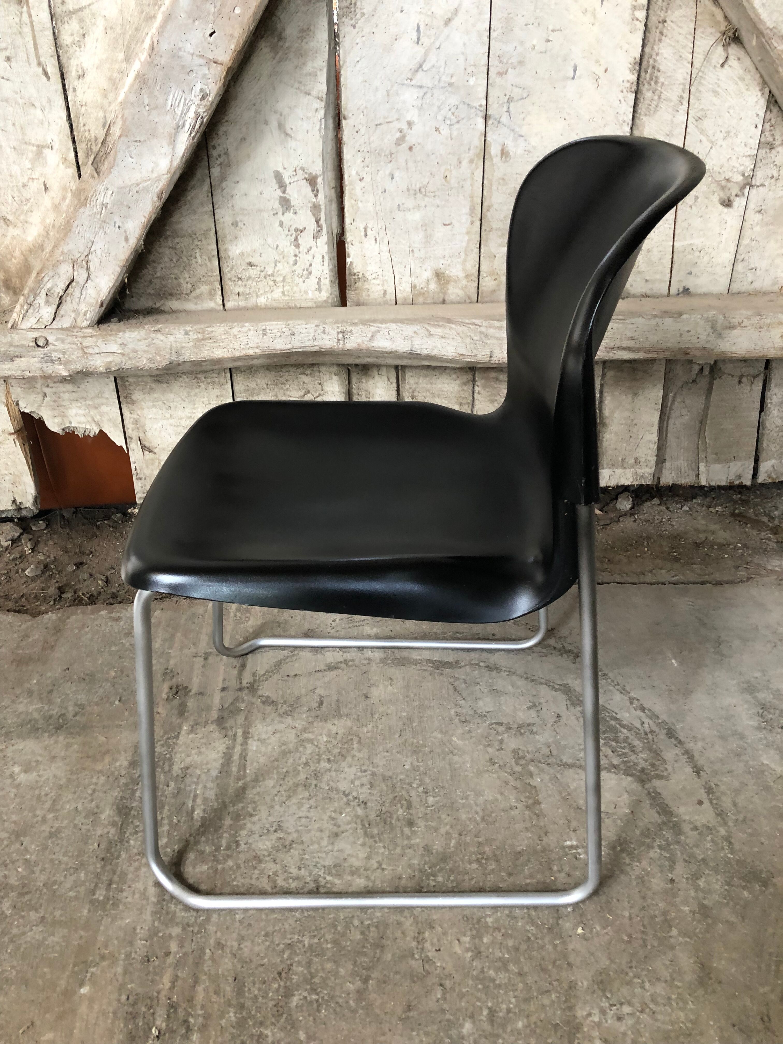 Old chair design drabert sm400k metal + plastic shell black vintage