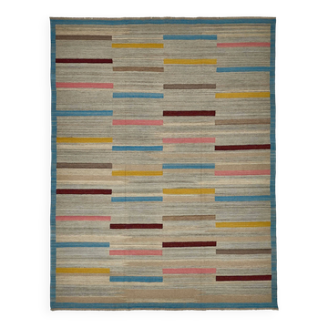 Kilim décoratif tribal contemporain 318 cm x 410 cm