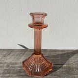 Bougeoir Rosaline verre rose art déco