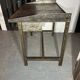Vintage industrial workshop desk in patinated metal - brass drawer