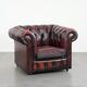 Cowhide leather English chesterfield armchair on wheels