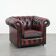 Cowhide leather English chesterfield armchair on wheels