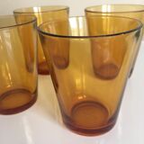 Set of water glasses yellow ochre Vereco France