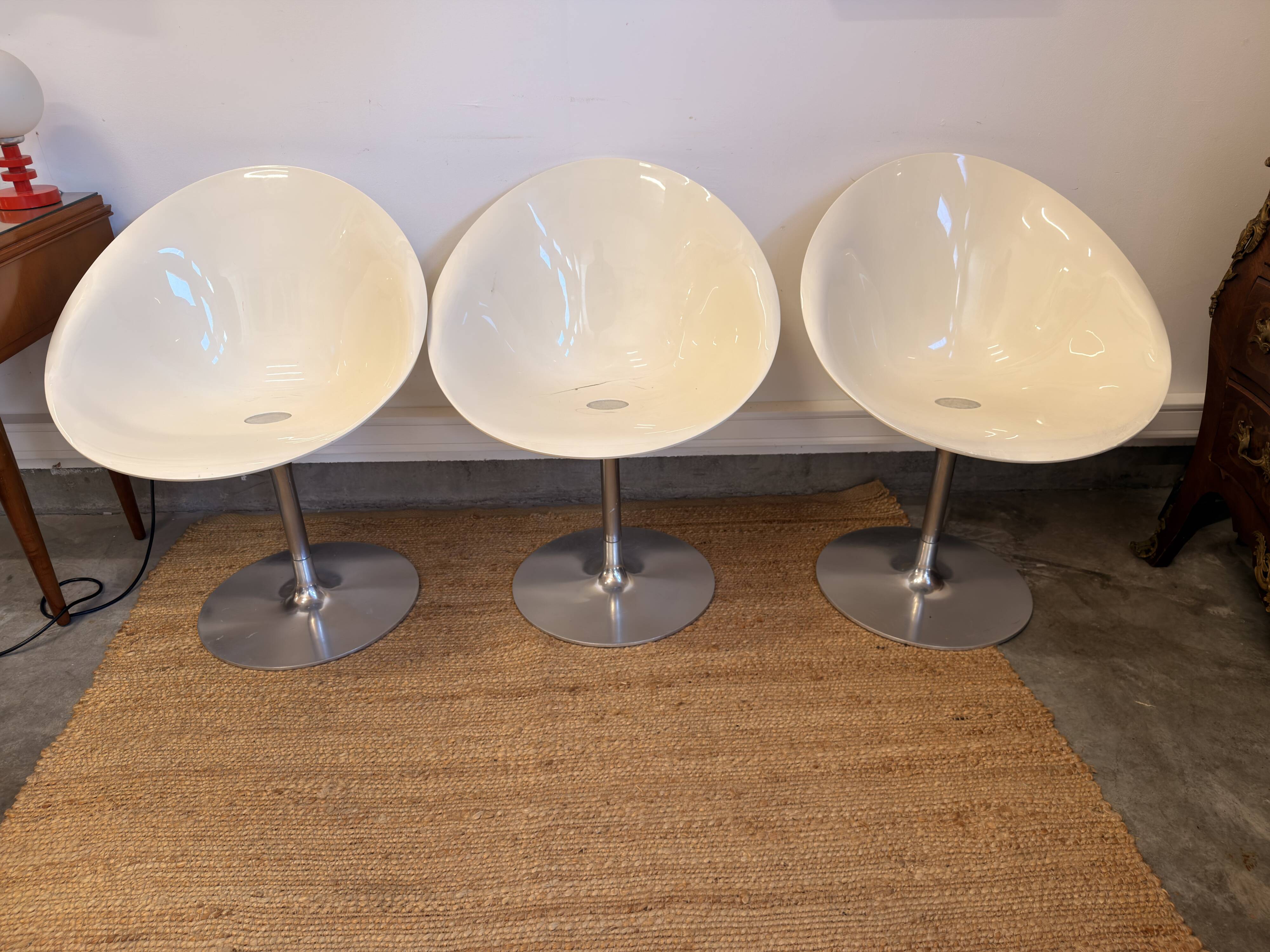 Set of 3 Eros armchairs by Philippe Starck for Kartell – White