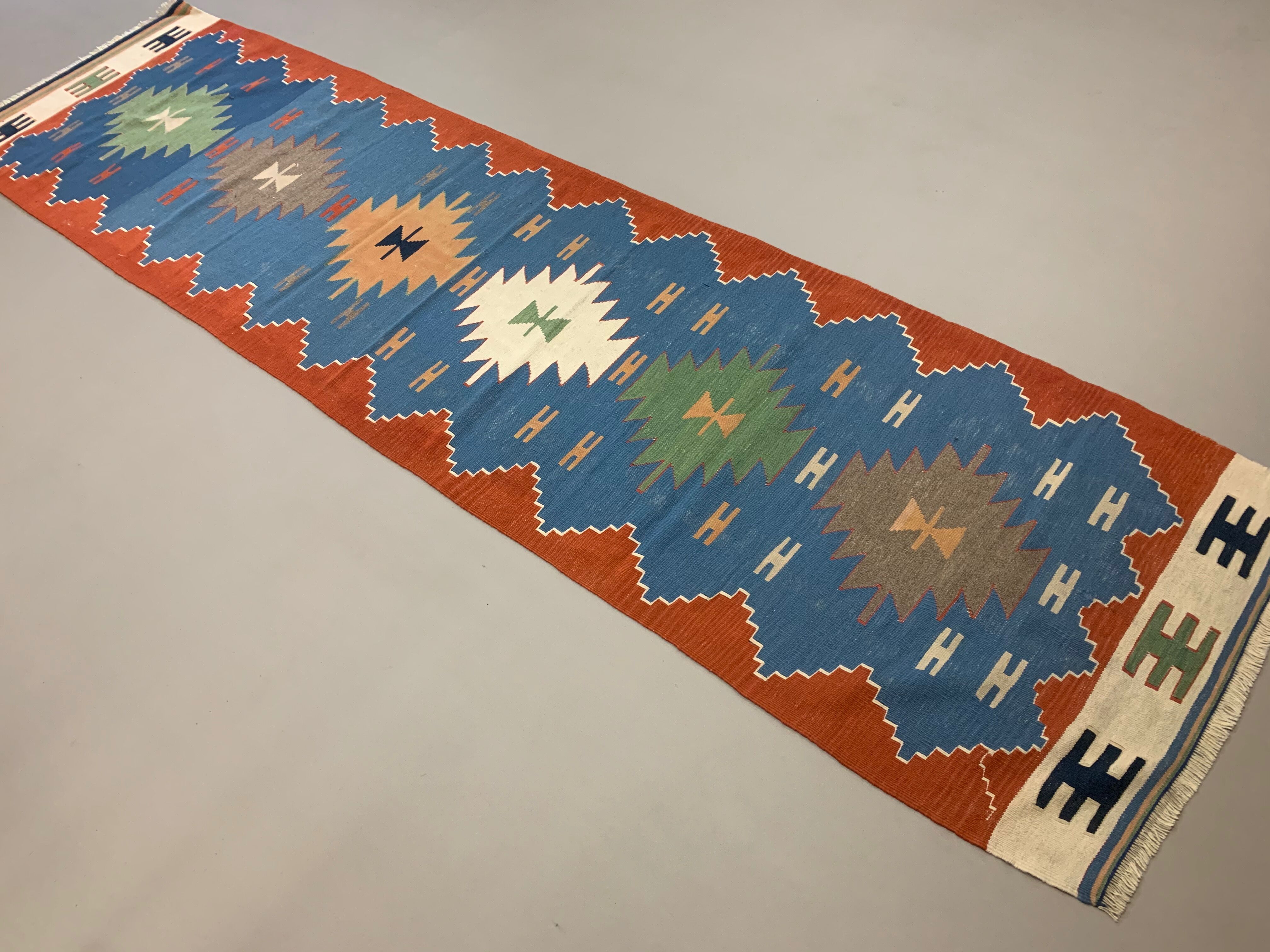 Old Turkish narrow Kilim Runner 327x85 cm, shabby chic, vintage decor kelim rug
