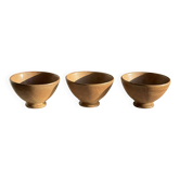 Set of 3 vintage mini bowls on foot, stoneware on pedestal H9 D10.
