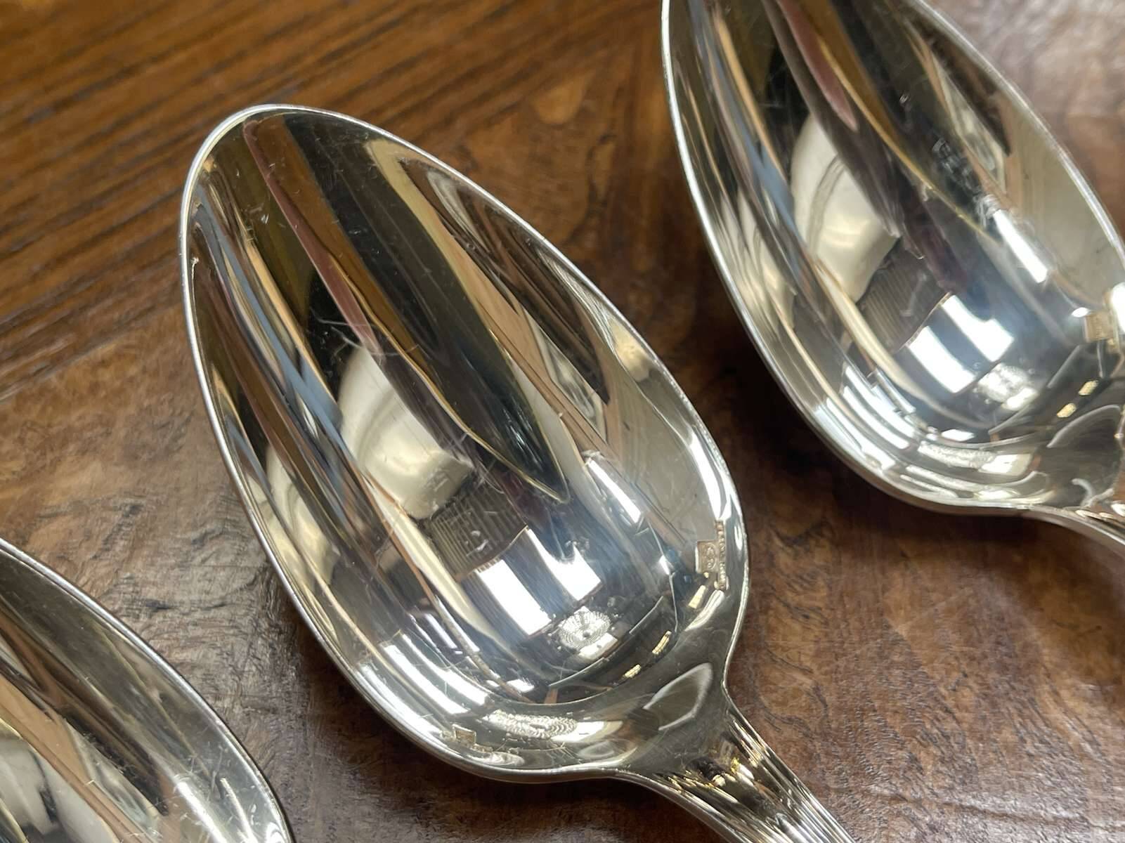 Set of 6 large silver-plated metal spoons, christofle spartours model