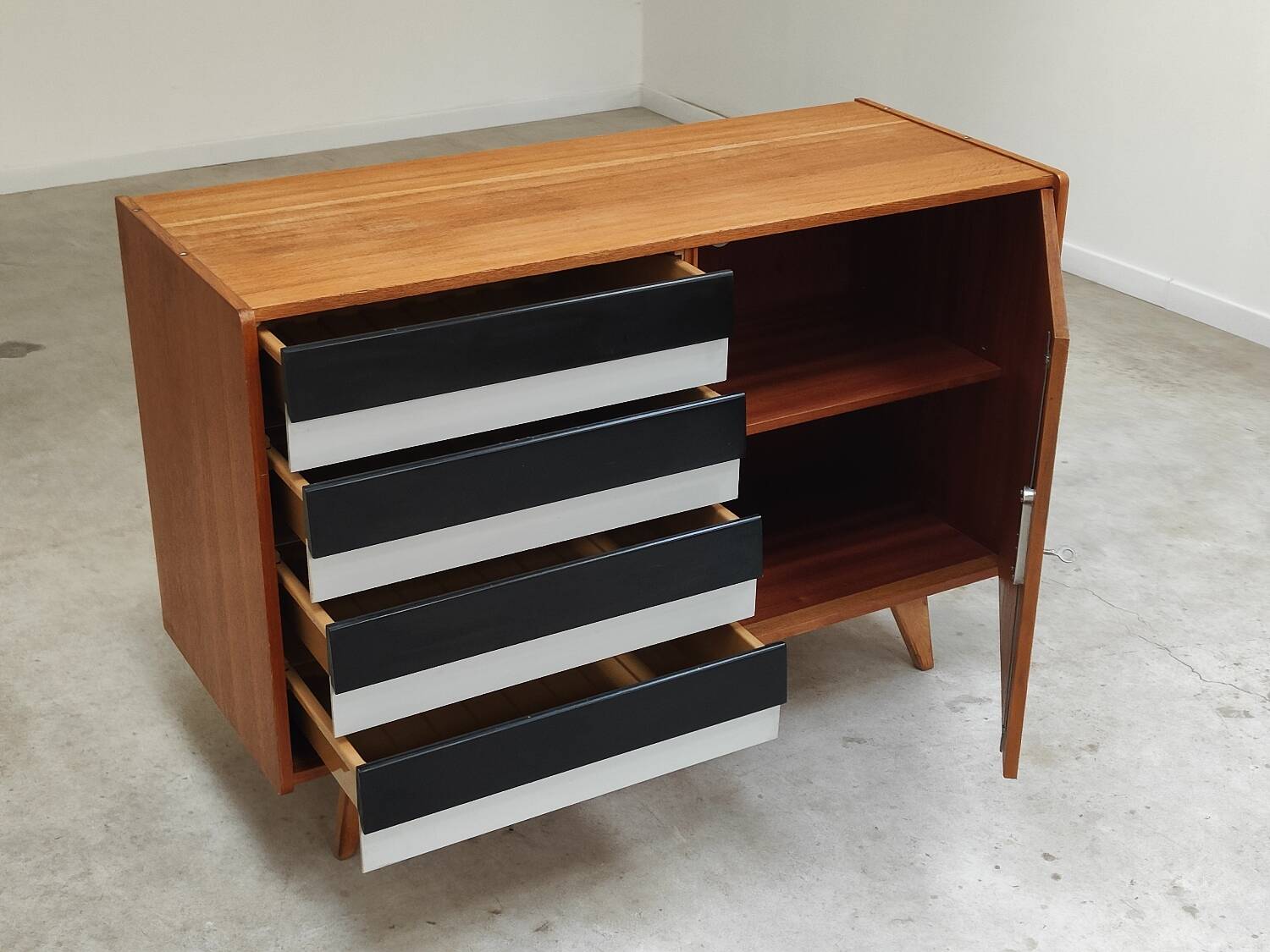 U-458 black and white sideboard by Jiri Jiroutek for Interier Praha