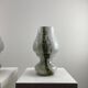Pair of mushroom table lamps in white and green glass by Doria Leuchten, 1970.