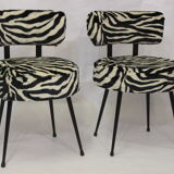 Pair of chairs pelfran zebra fur fabric