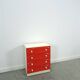 Vintage ladekast met rood roze kunststof lades 1970
