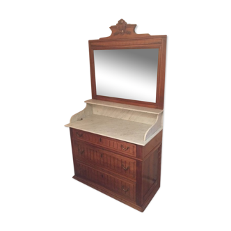 Dressing table with mirror and chest of drawers