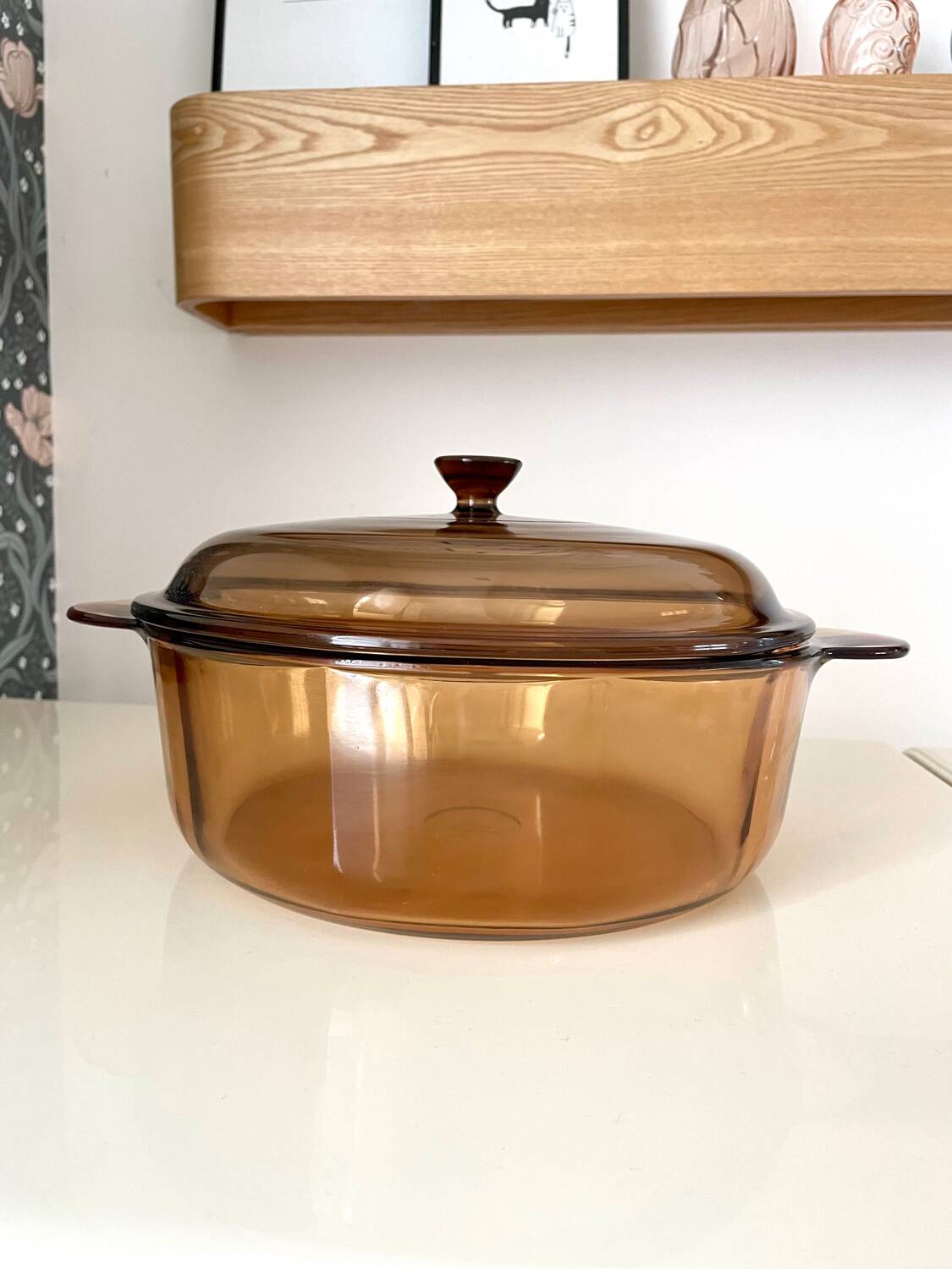 Vintage smoked glass casserole dish Corning France