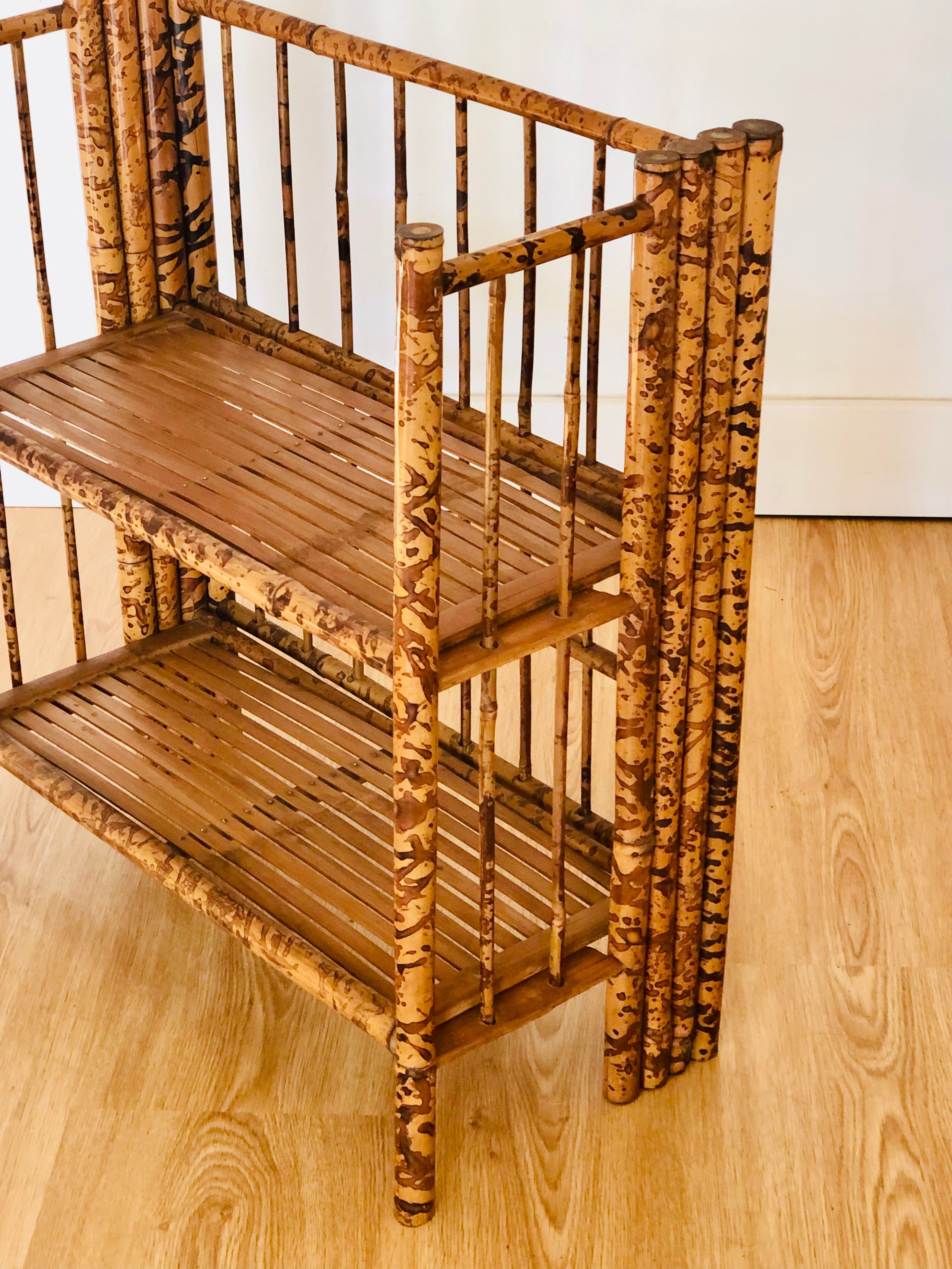 Folding speckled bamboo shelf