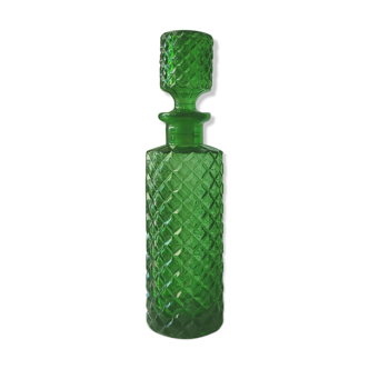 Vintage carafe in green glass crosses with cap 1 liter