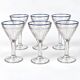 Set of 6 vintage bistro glasses – Art Deco style – Cobalt blue rim