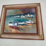 oil signed Josep Teixido Catalan painter Plag de Cadaqes