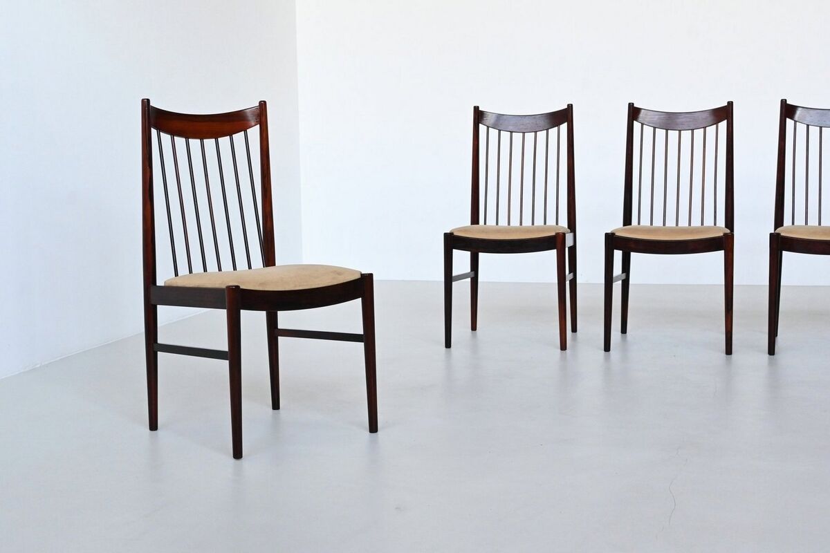 Helge Sibast set of six dining chairs in rosewood Denmark 1960