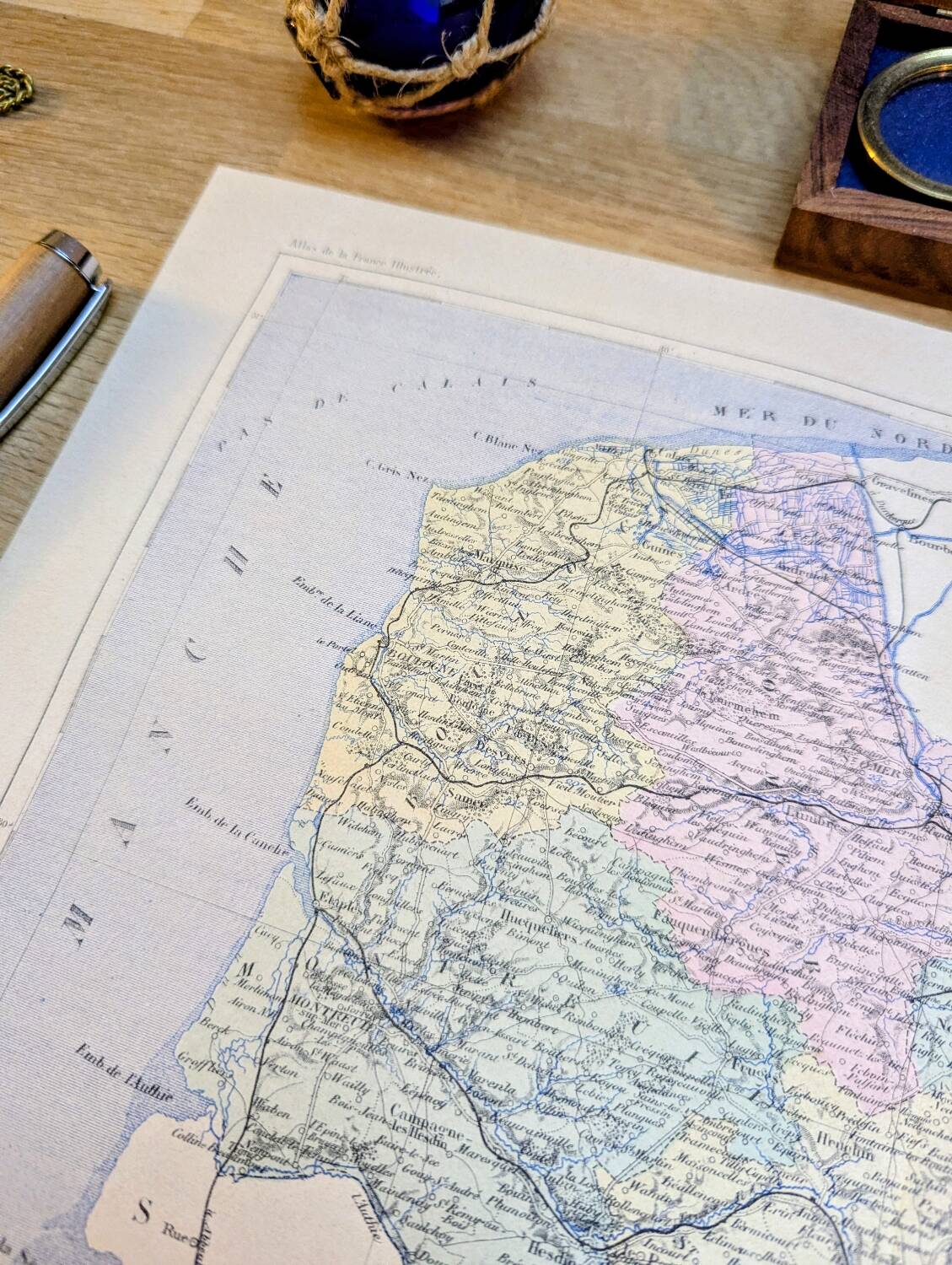 Pas-de-Calais, old map, printed in 1883.