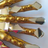 Golden wooden sun mirror 30cm