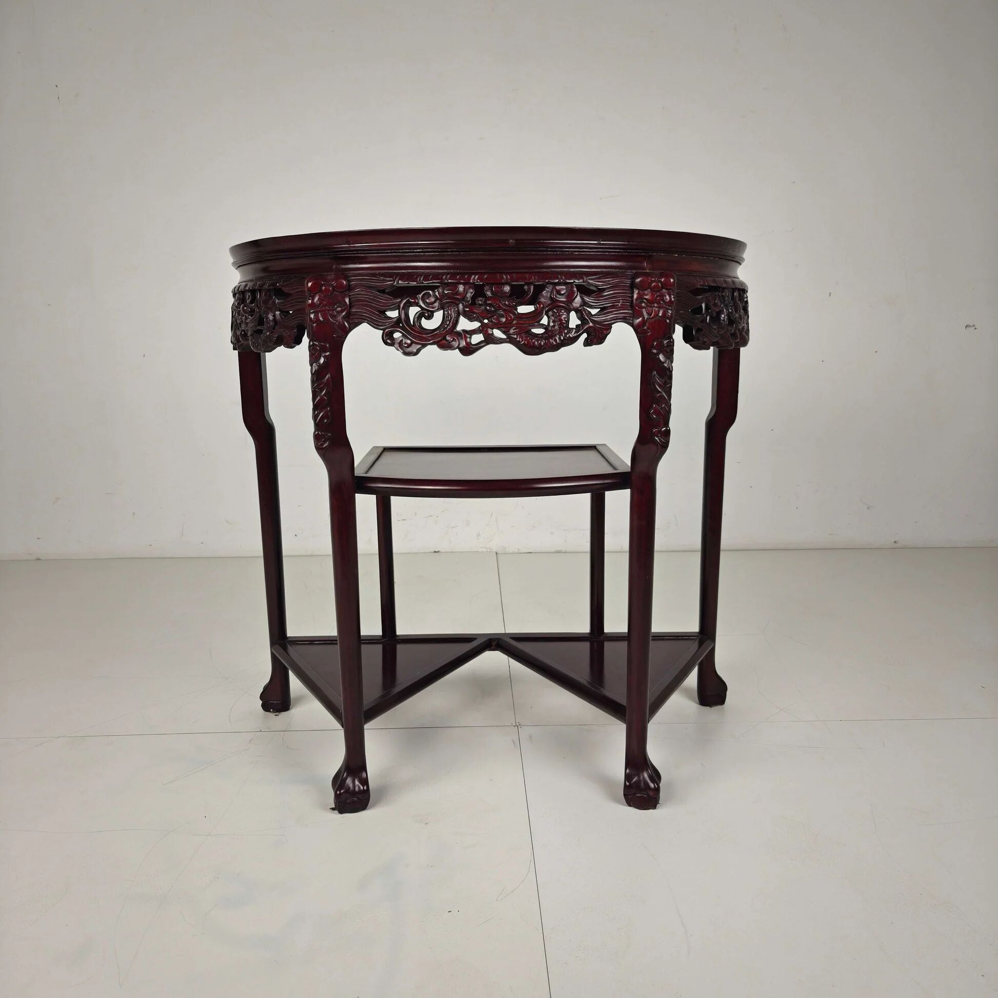 Vintage Chinese hardwood console / side table with marble top