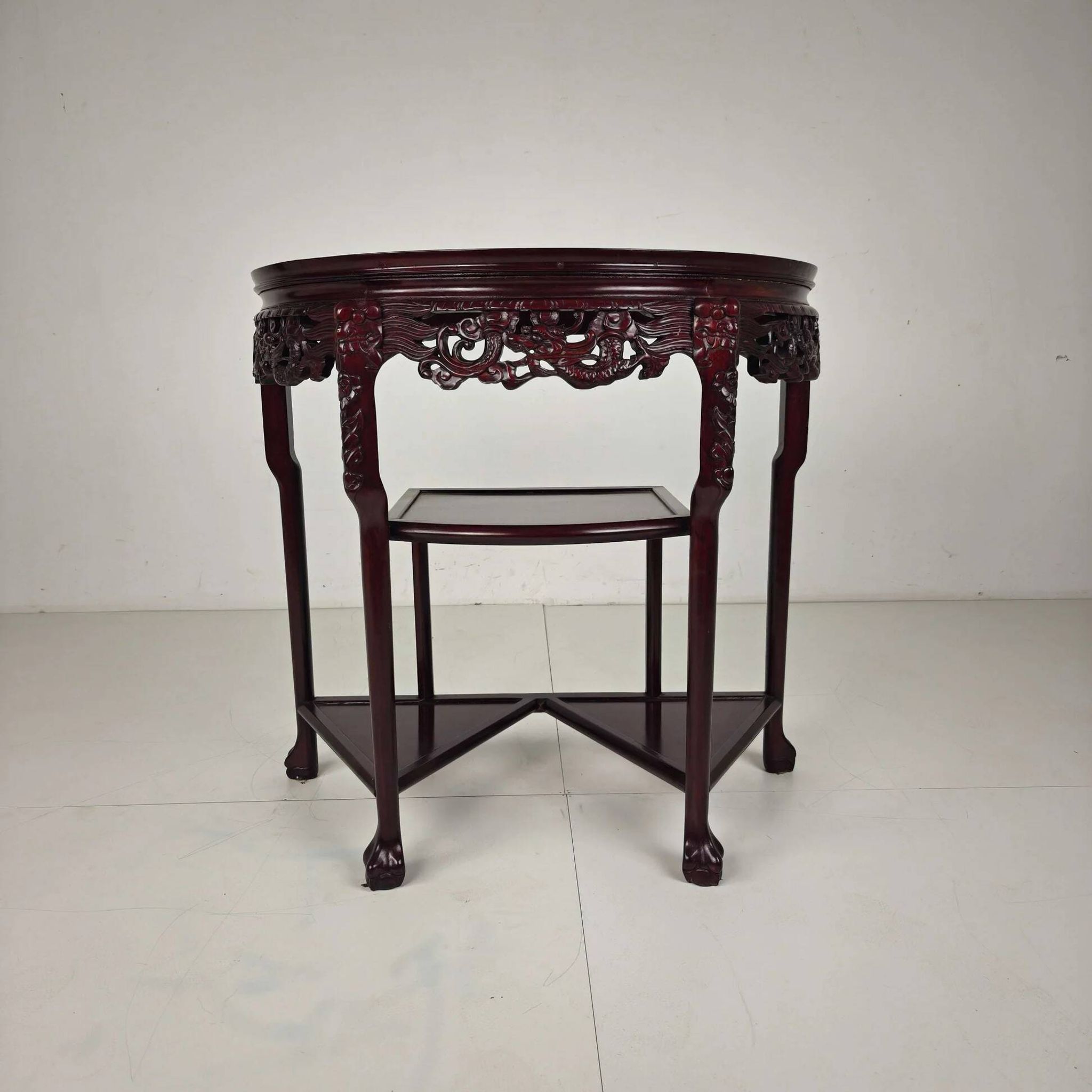 Vintage Chinese hardwood console / side table with marble top