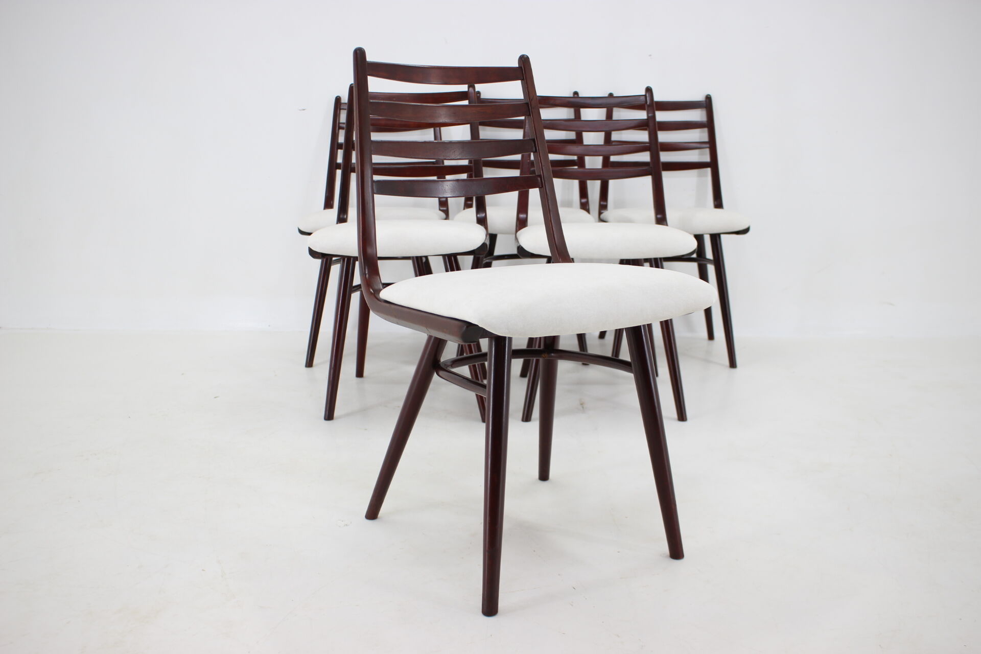 1970s Set of 6 Beech "Boomerang" dining chair ,Czechoslovakia