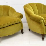 Pair of Mid-Century Modern Italian Velvet Armchairs, 1950s