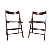 Paire de chaises pliantes en bois