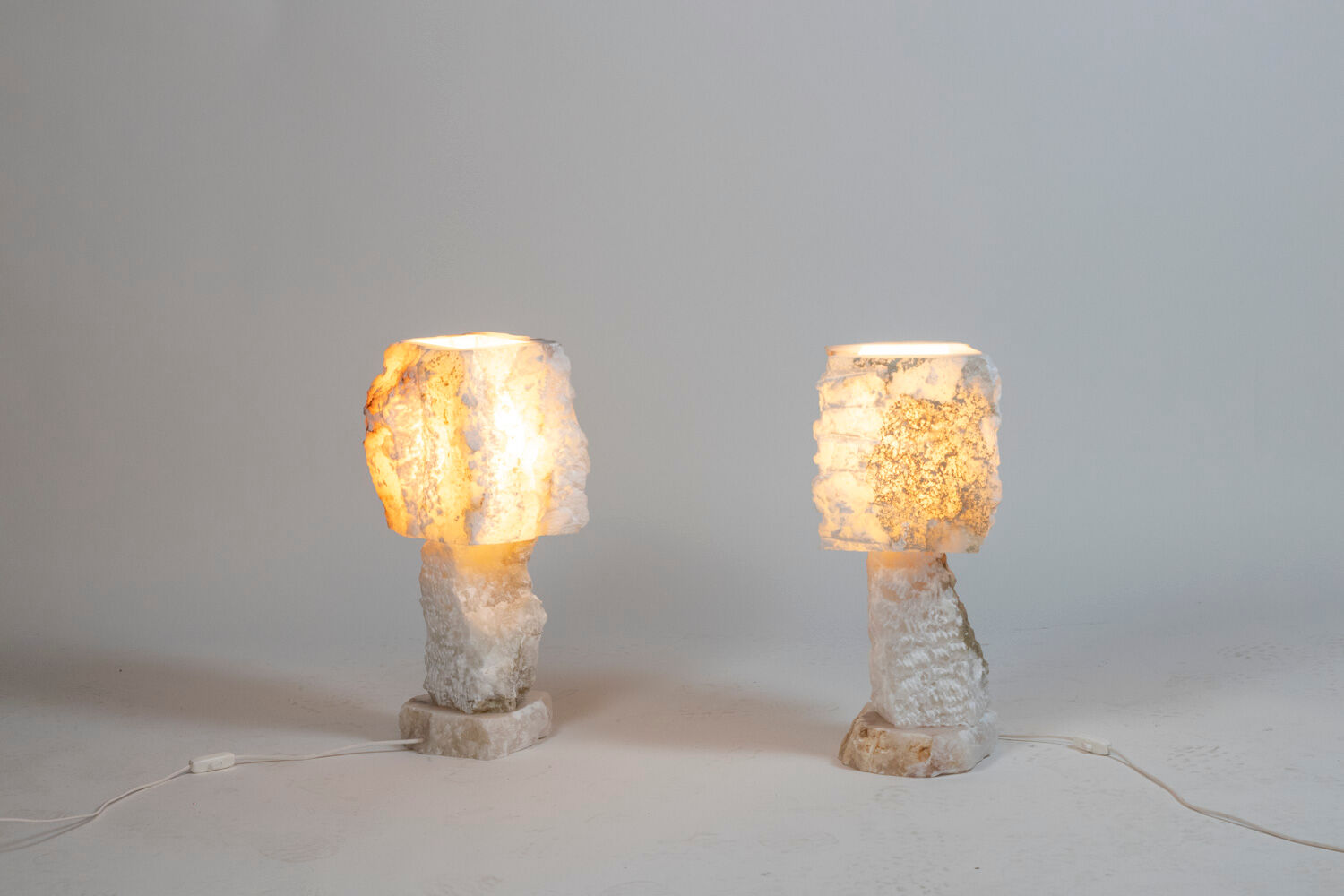Pair of alabaster lamps, contemporary work