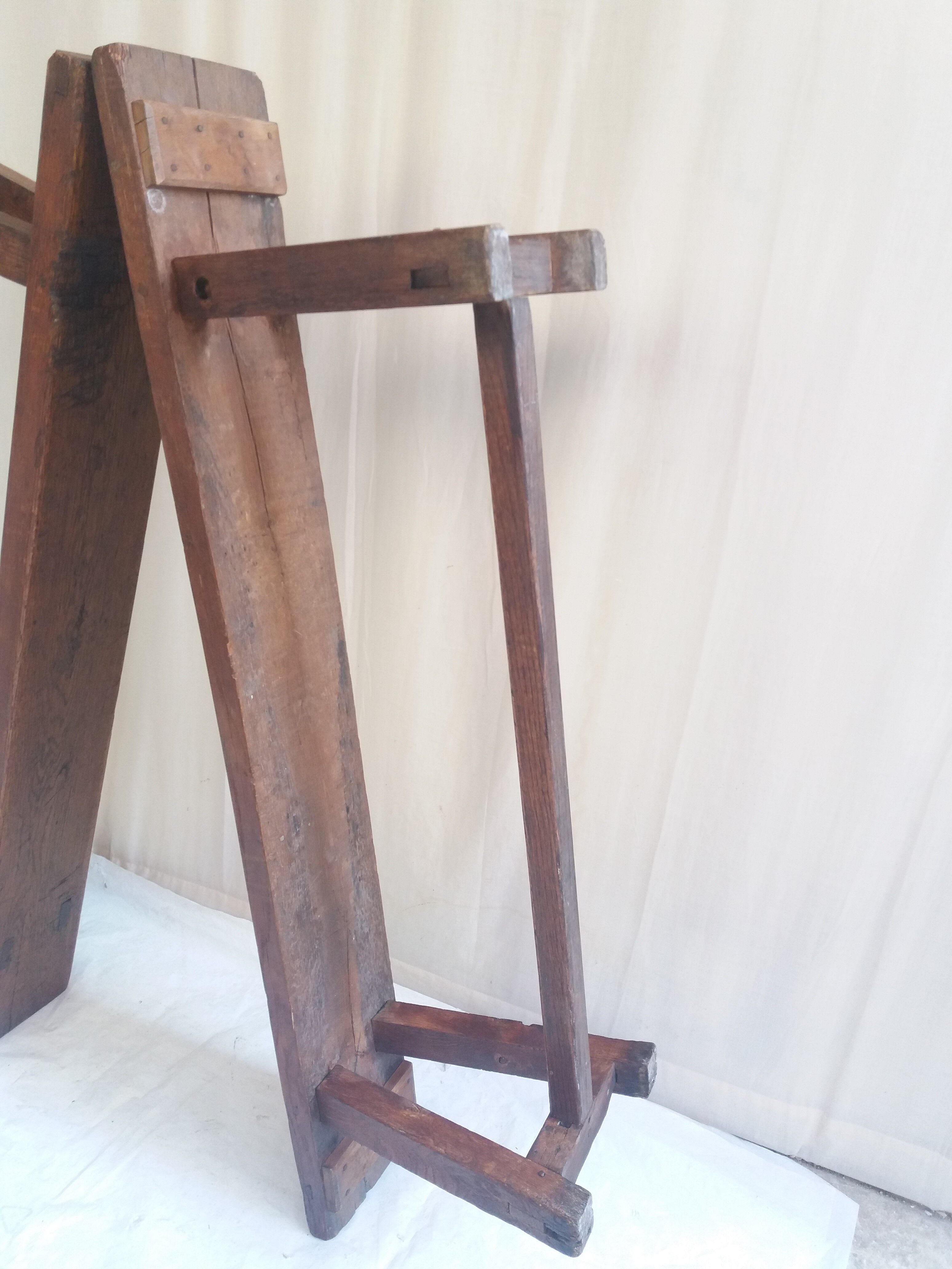 Pair of old benches in chene