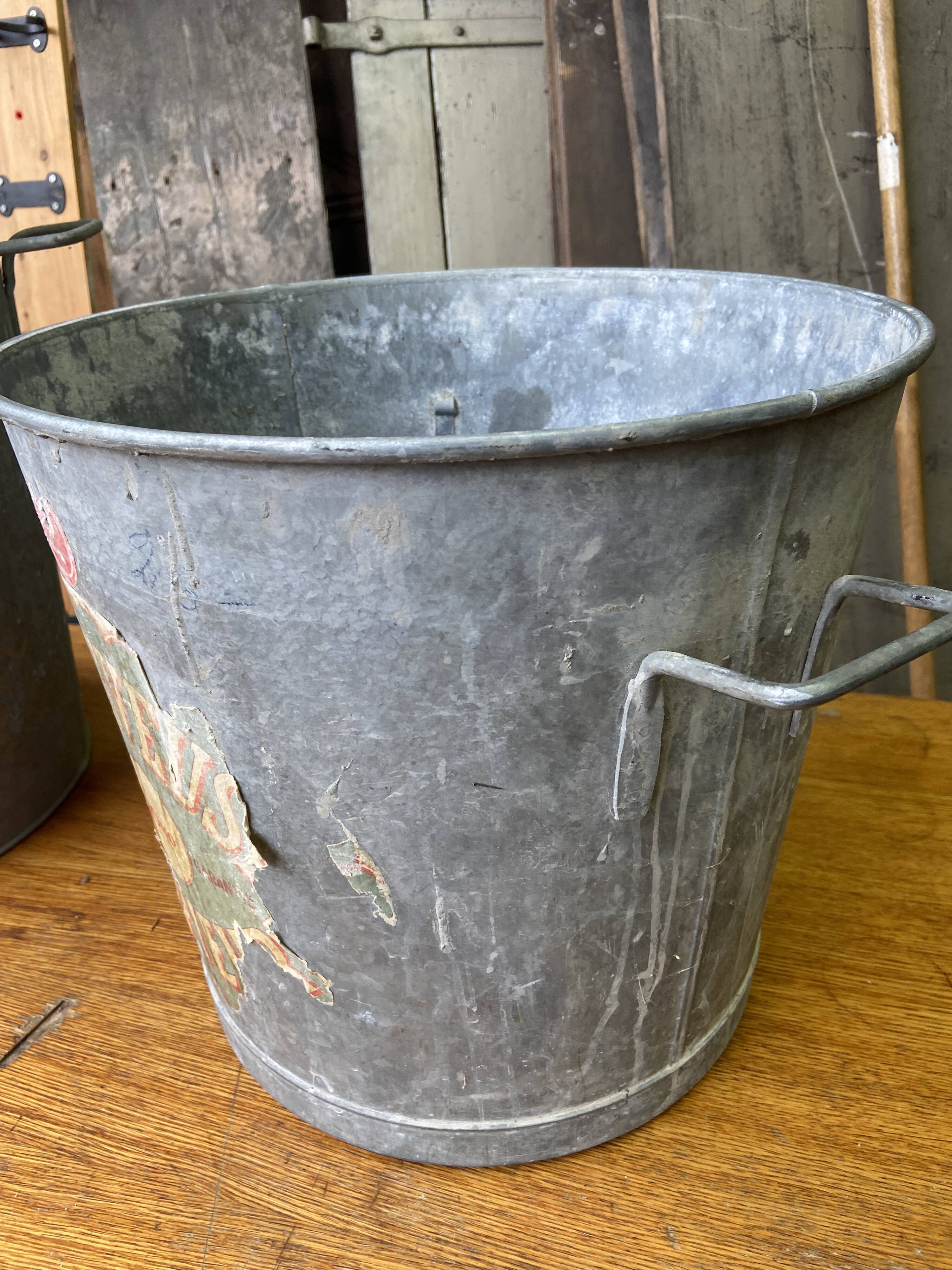 Pair of vintage galvanized zinc washing basins