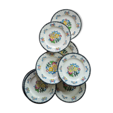 Set of 8 vintage Longwy Vieux Rouen dessert plates