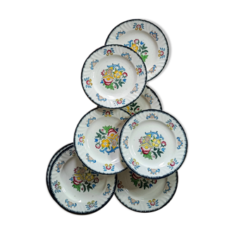 8 assiettes à dessert  Longwy Vieux Rouen vintage