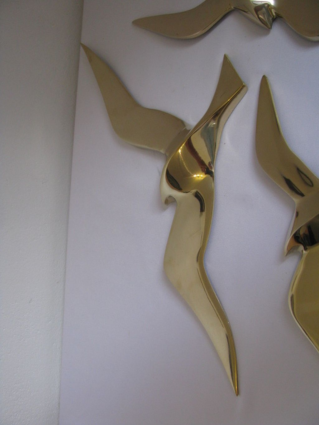 Wall Decoration Set 3 X Seagull / Swallow / Bird. Brass 70 / 80s
