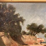 Peter baumgartner (1834-1911), seaside landscape, oil on canvas