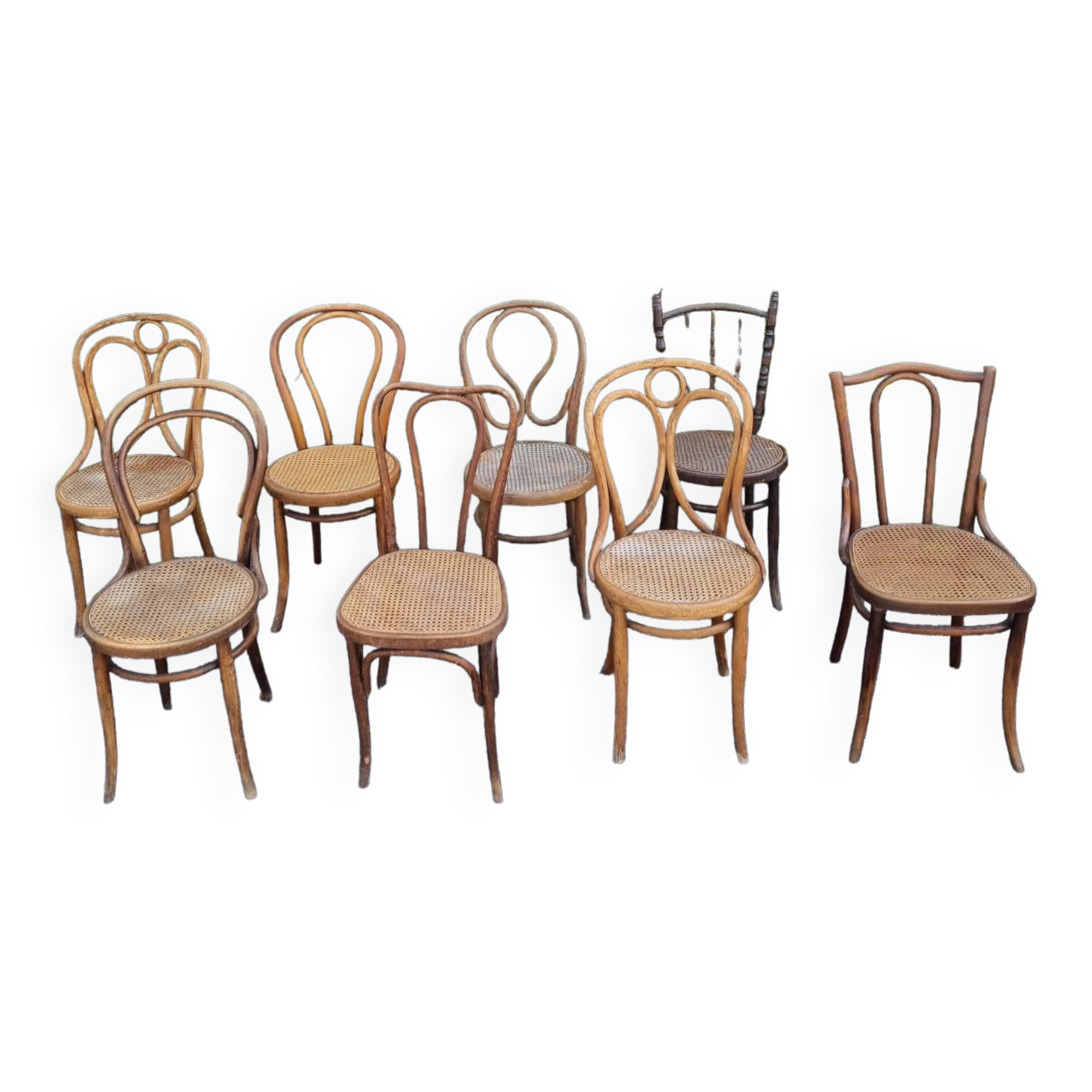 Series 8 mismatched bistro chairs