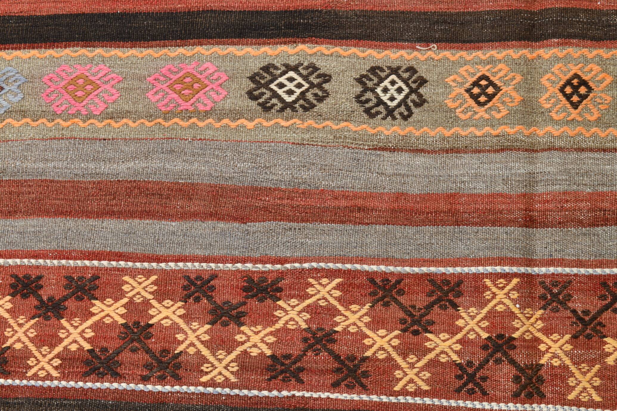 5x12 Long Wide Turkish Vintage Kilim Rug 162x377Cm SK 32815