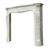 Louis XV style fireplace in white Carrara marble circa 1880