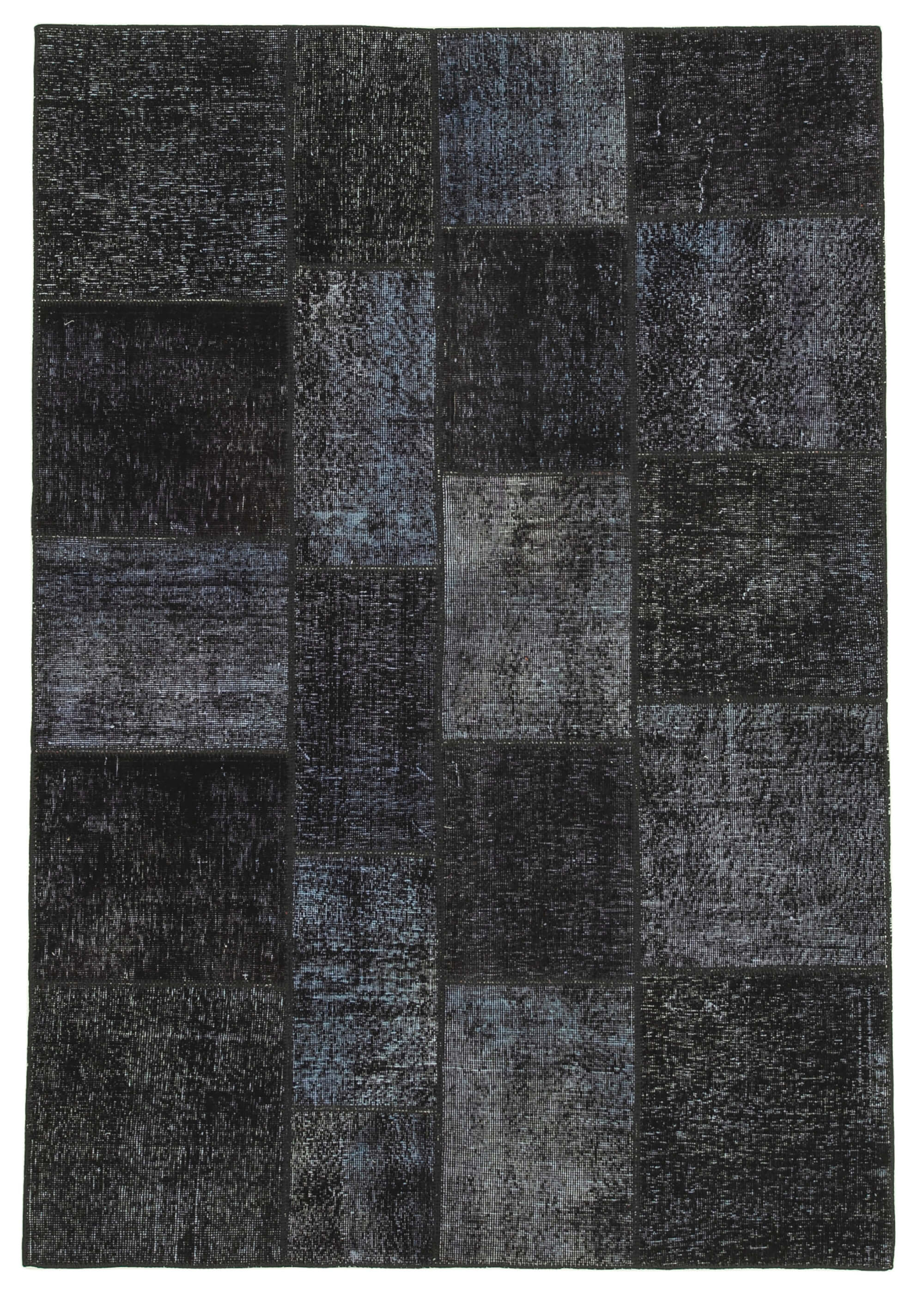 Handmade anatolian overdyed 171 cm x 247 cm black patchwork carpet