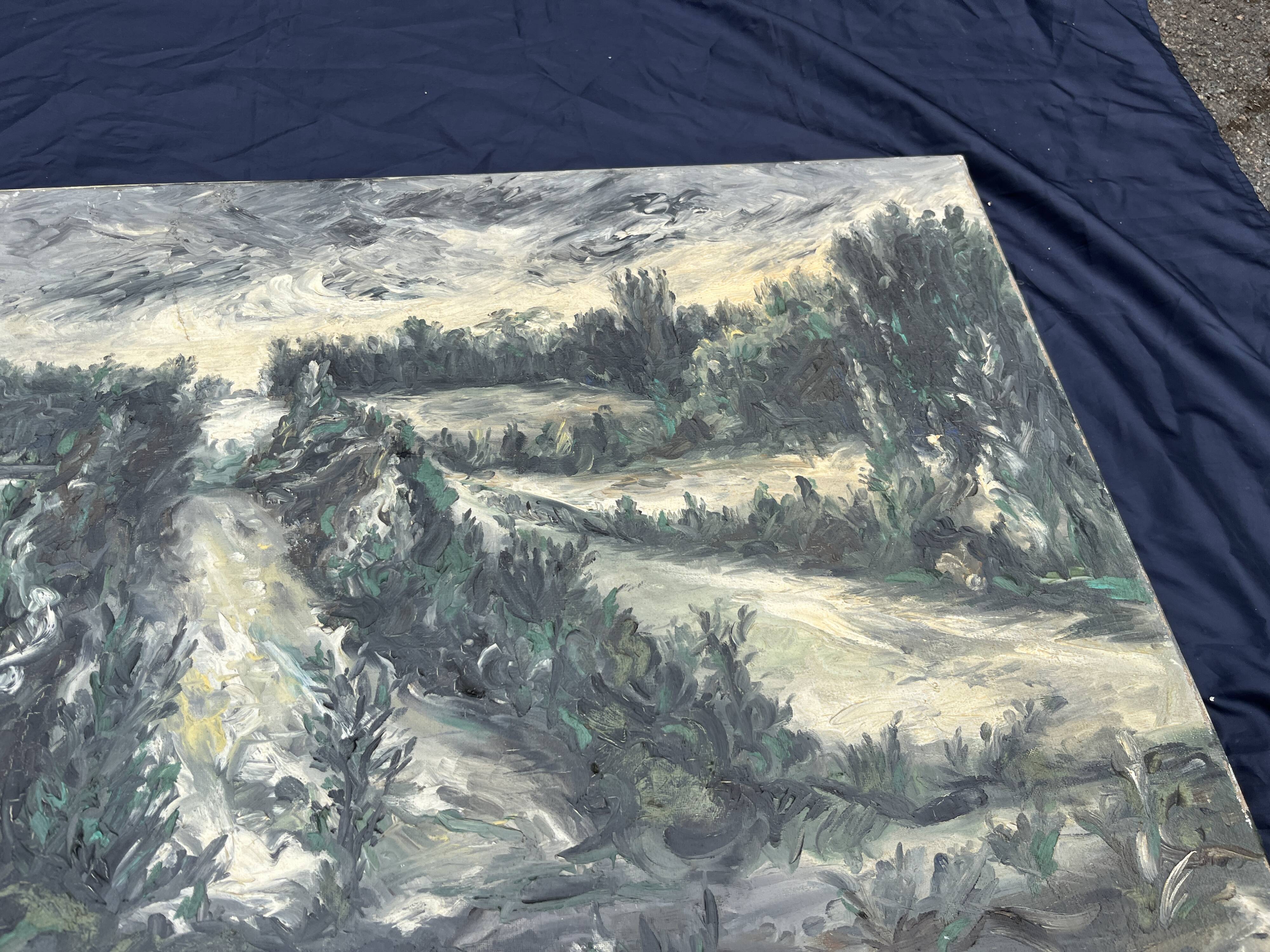 Expressionist landscape painting, signed, 92 x 65 cm