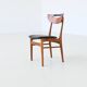 Set of six Danish dining chairs in teak and faux leather Denmark 1960