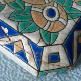 Octagonal candy fine majolica and enamels of Longwy