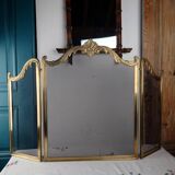 Pare-Feu Ancien en Laiton, Style Louis XV, L 83 cm / H 55 cm