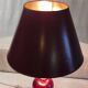 Turned wood table lamp in plum color - 1970s