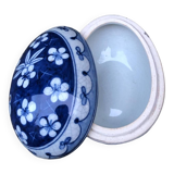 Ceramic egg box 13cm candy box hand painted 1930 floral flower pattern old vintage jewelry