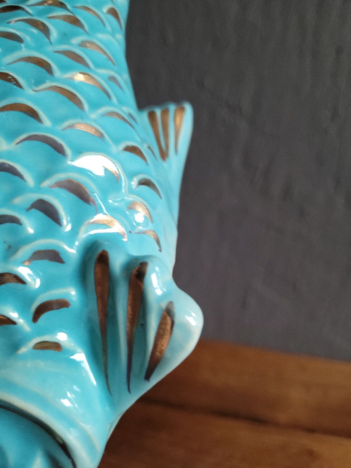 Fish Turquoise Vase 1950 Paby