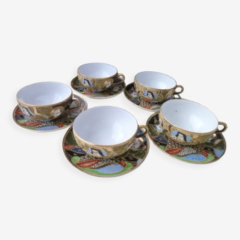 Set de 5 tasses à thé en porcelaine du Japon Satsuma