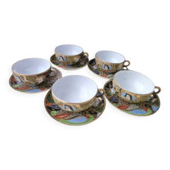 Set de 5 tasses à thé en porcelaine du Japon Satsuma