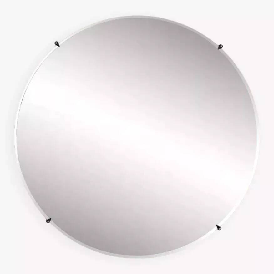 Round mirror from the 60s - 70s on a square wooden frame